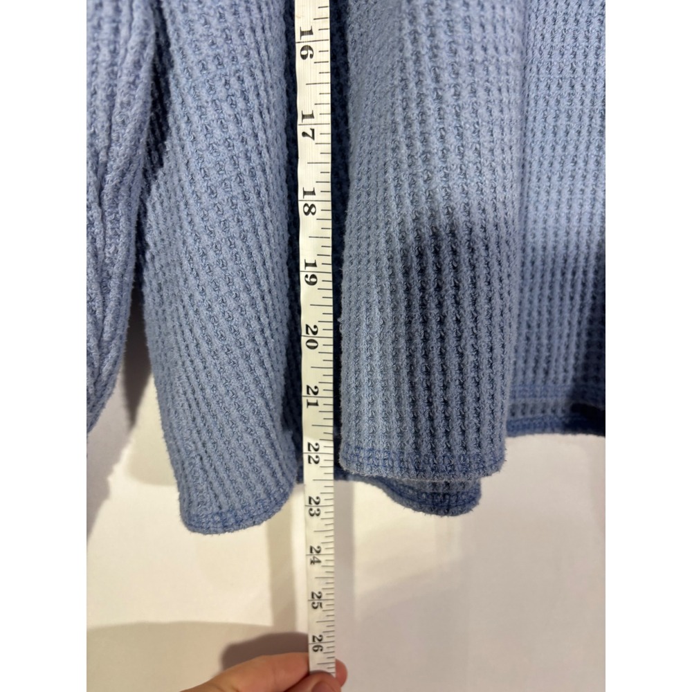 Minimalist Cozy Casual Old Navy Waffle Knit Henley Top Womens Large Blue - Picture 7 of 7